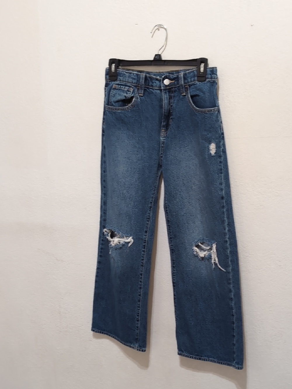 Old Navy Blue Distressed Wide-Leg Jeans